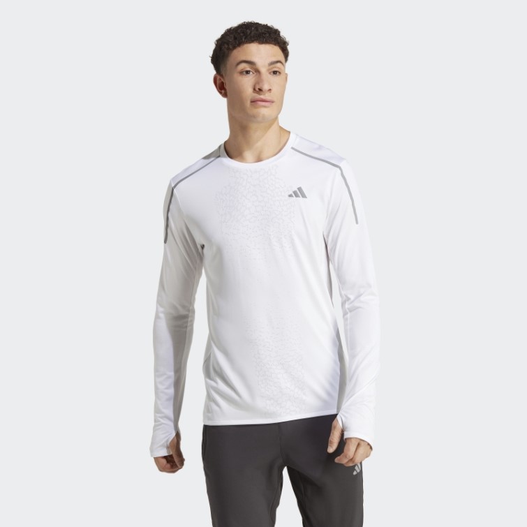 Haut Rapide à Manches Longues Haut Technique à Manches Longues Adidas Blanc