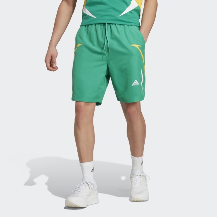 Adidas Short Tissé Colorblock Court Vert