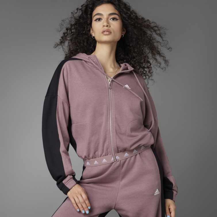 Sweat à Capuche Violet Adidas Hyperglam French Terry