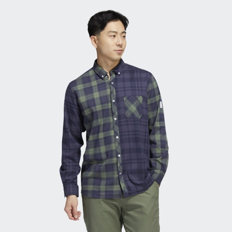Adicross Chemise à Manches Longues En Flanelle Adidas Trace Bleu