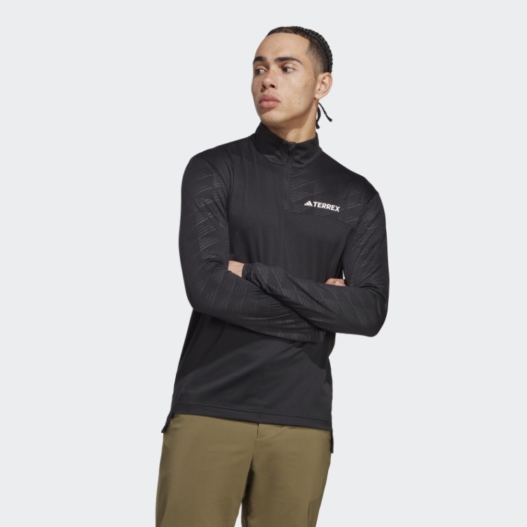 T-shirt à Manches Longues Demi-zip Adidas Terrex Multi Noir