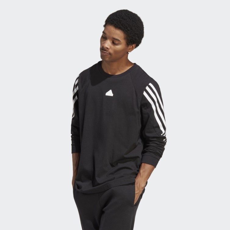 Future Icons T-shirt à Manches Longues à 3 Bandes Adidas Noir
