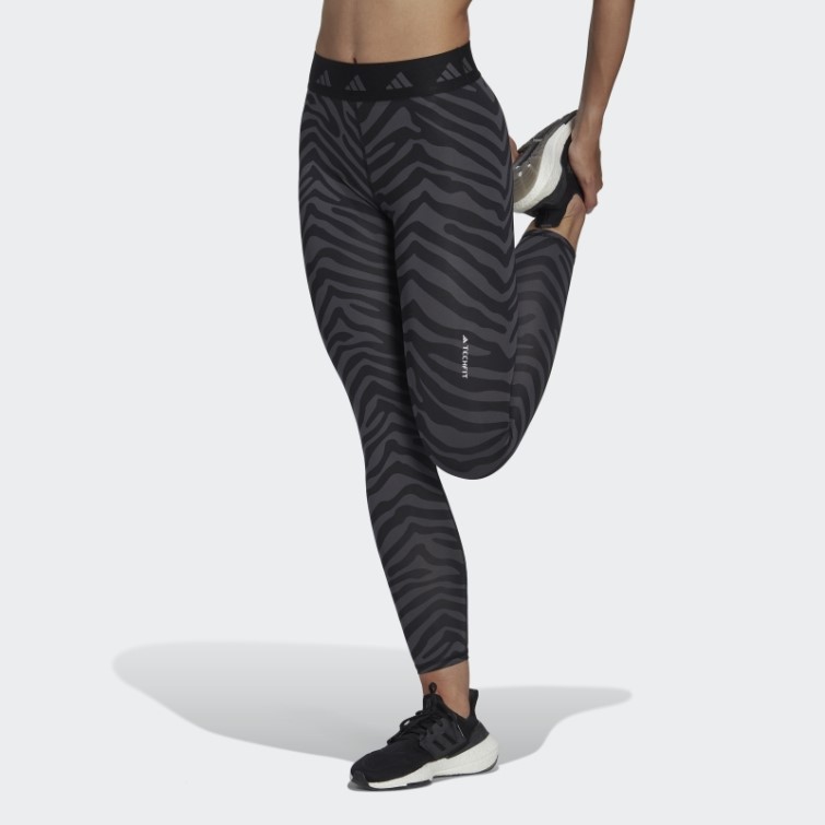 Adidas Hyperglam Techfit Legging Taille Haute 7/8 Zébré Multicolore