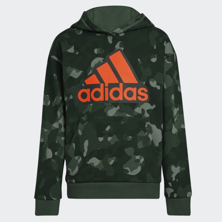 Sweat à Capuche Imprimé Camouflage Vert Oxyde Adidas