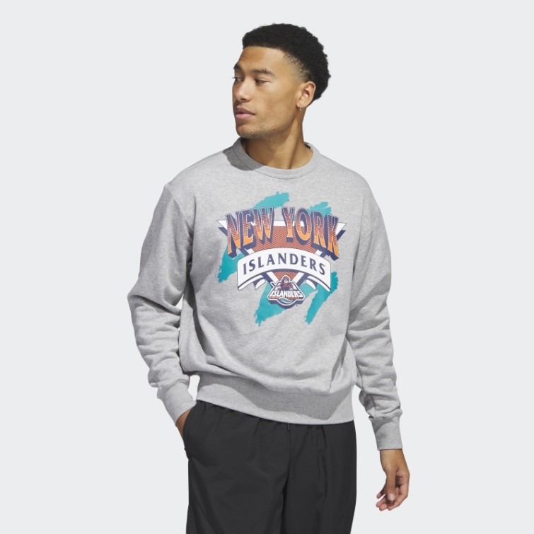 Sweat Ras Du Cou Vintage Islanders Gris Moyen Adidas