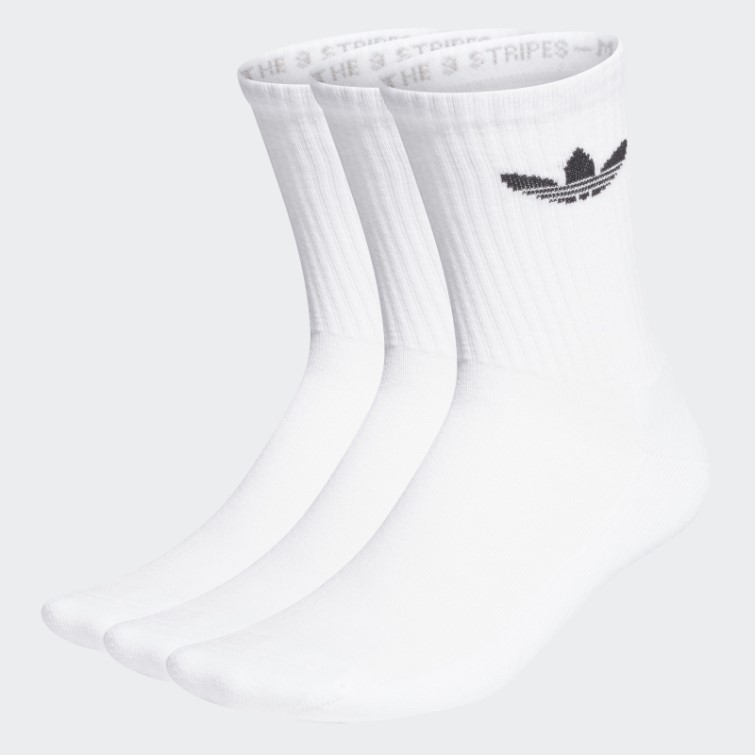 Chaussettes Mi-hautes Adidas Trèfle Coussinées Blanches 3 Paires