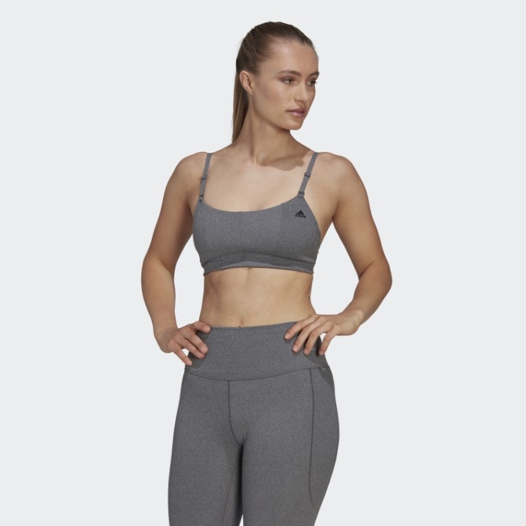 Soutien-gorge à Maintien Léger Adidas Yoga Studio Gris Foncé Chiné