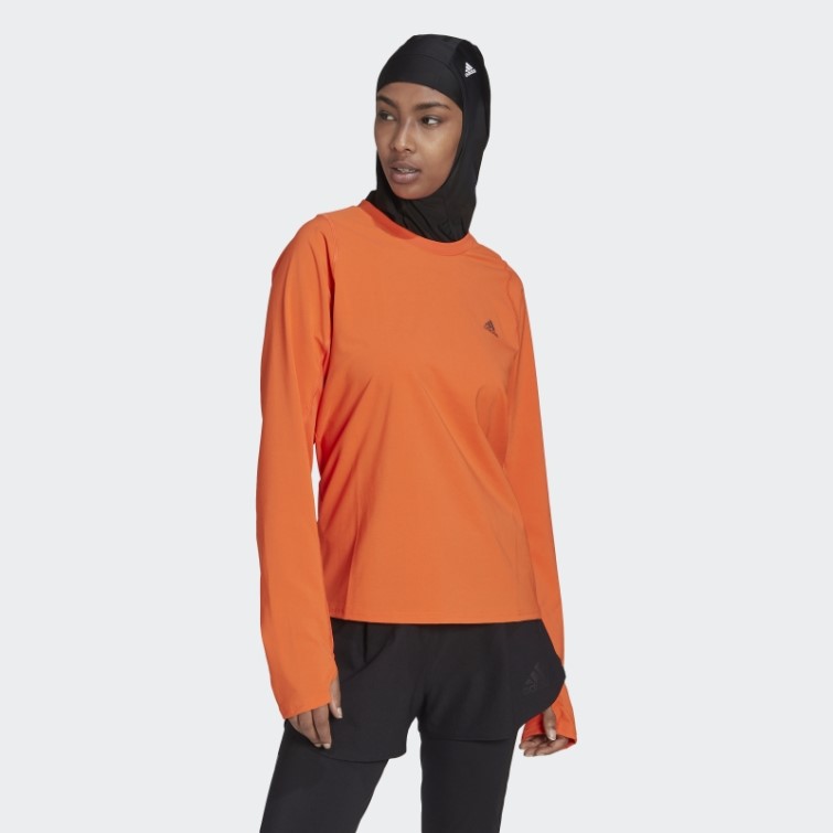 Adidas T-shirt Manches Longues Course Hybride Rapide Orange