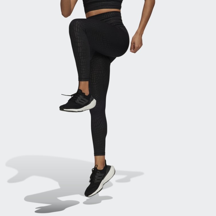 Optime Training Croc Emboss 7/8 Legging Noir Adidas