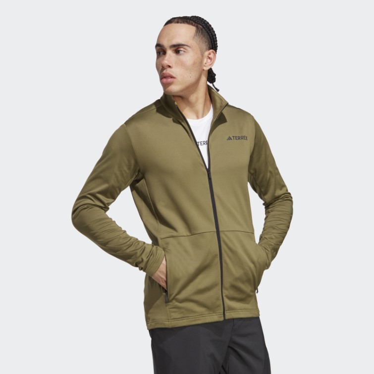 Adidas Olive Terrex Multi Veste Polaire Entièrement Zippée