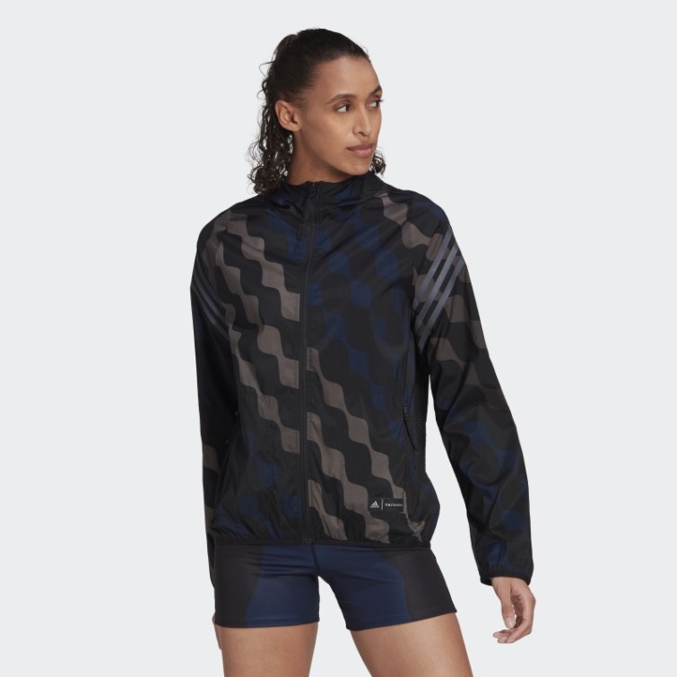 Adidas Marimekko Run Icons 3-stripes Coupe-vent à Capuche Noir