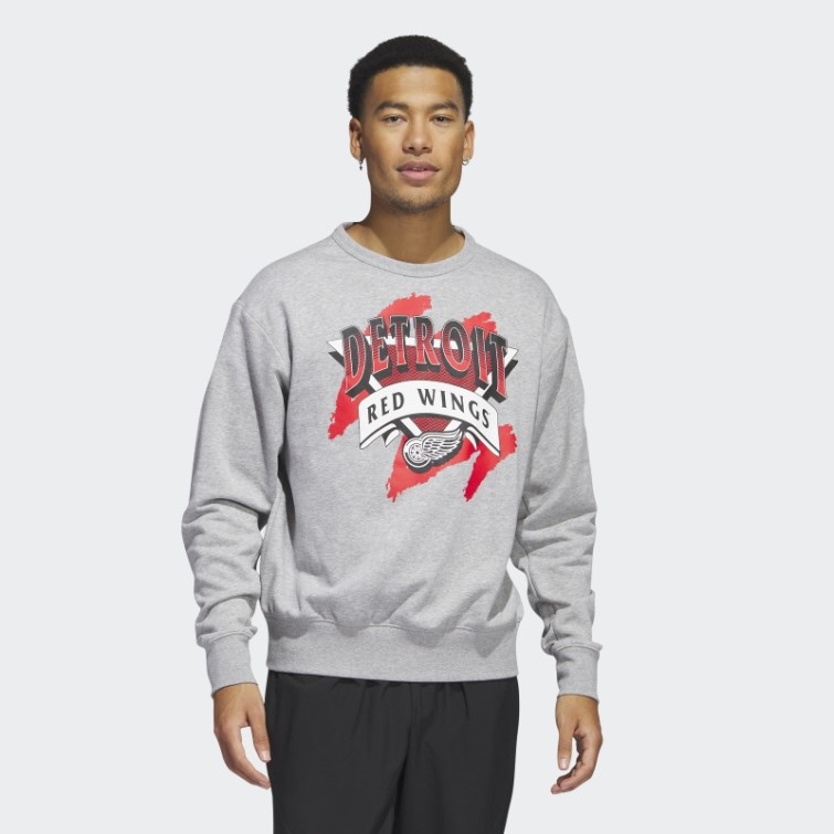 Sweat Adidas Vintage Crew Wings Rouge Gris Moyen
