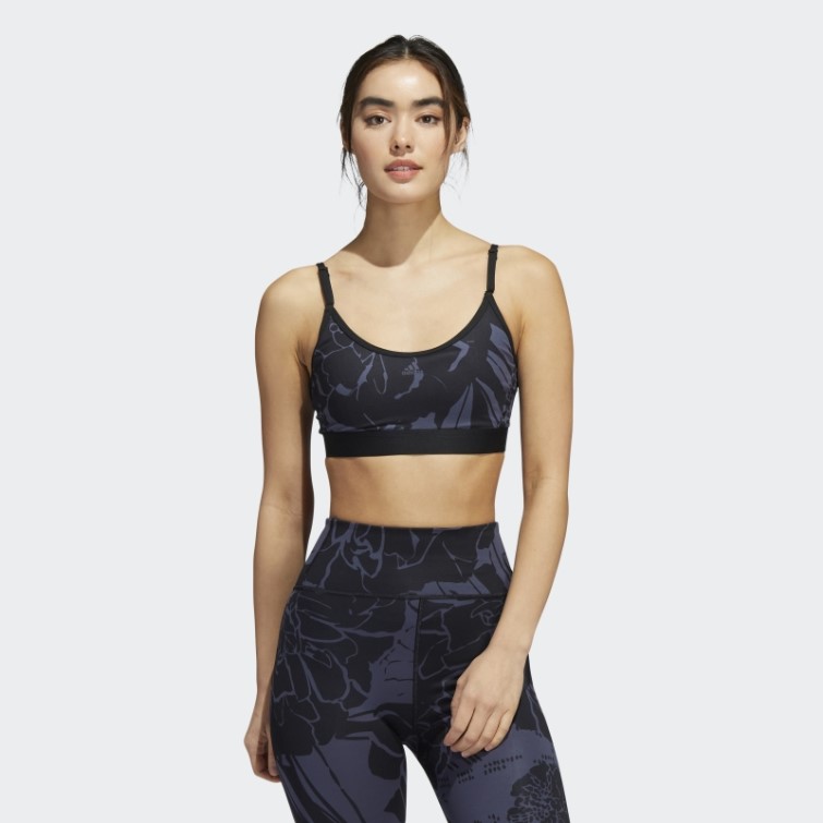 Soutien-gorge Léger Imprimé Fleuri Adidas Bleu Marine