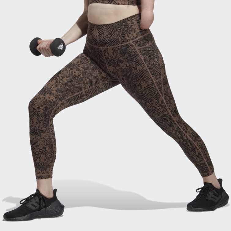 Adidas Optime Stash Pocket Training Animal Print 7/8 Legging Terre