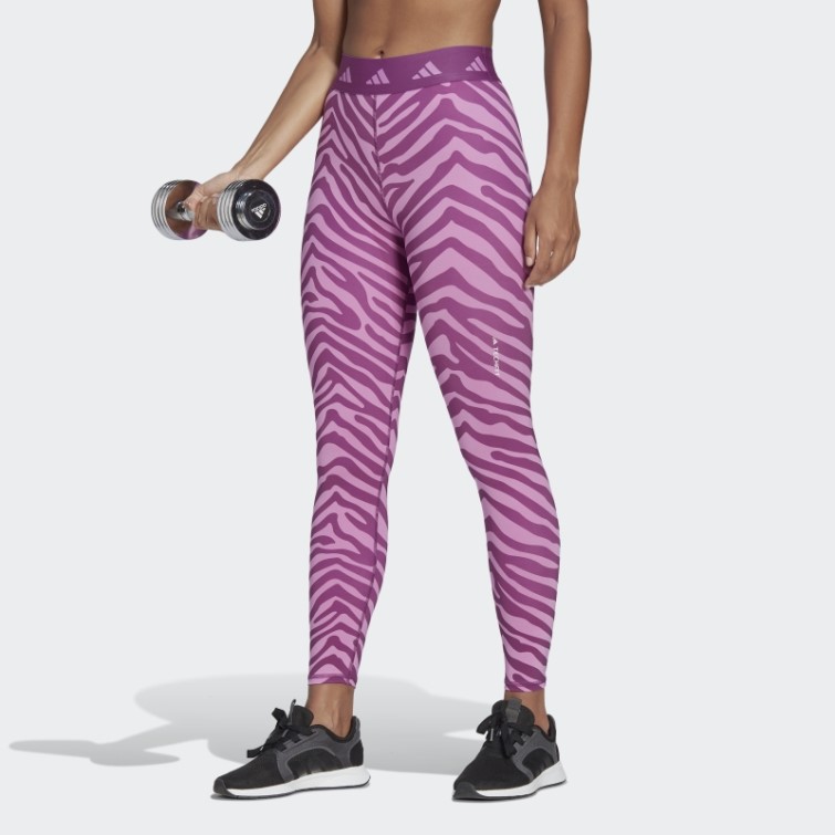 Legging Adidas Hyperglam Techfit Taille Haute 7/8 Zebra Lilas