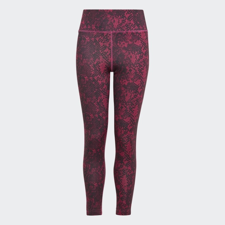 Adidas Aeroready Animal-print Optime 7/8 High-rise Pocket Tights Fuchsia