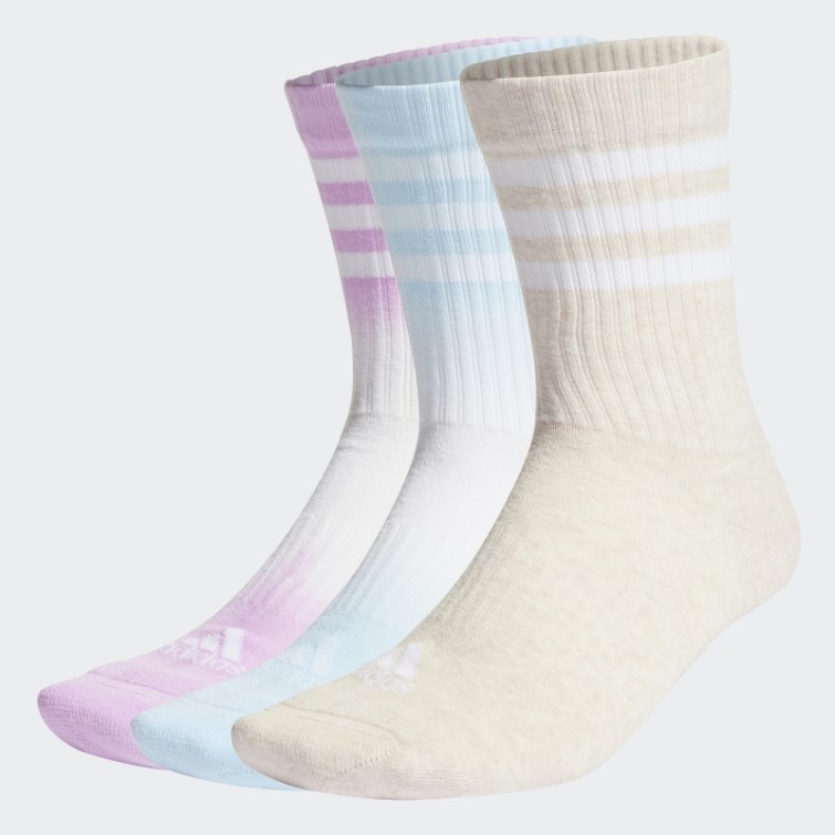 Chaussettes Mi-mollet Matelassées Adidas Dip-dyed 3 Bandes 3 Paires Blanc