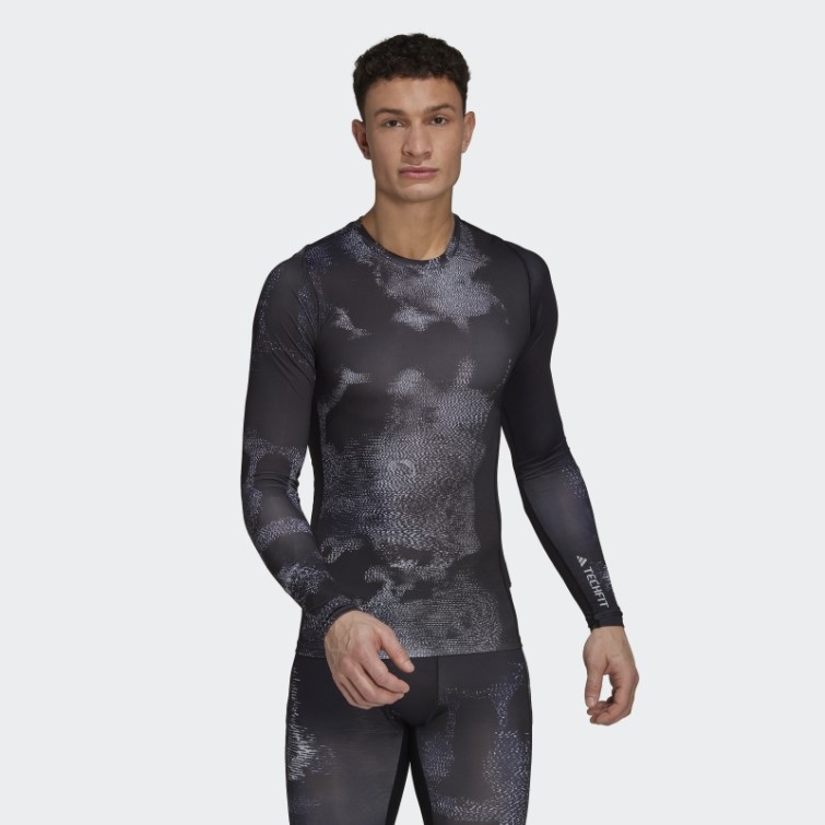 Techfit Allover Print Training T-shirt à Manches Longues Multicolore Adidas