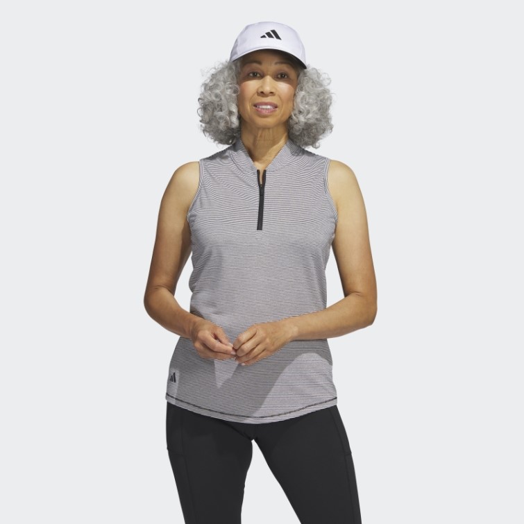 Polo De Golf Sans Manches Adidas Bicolore Ottoman Noir