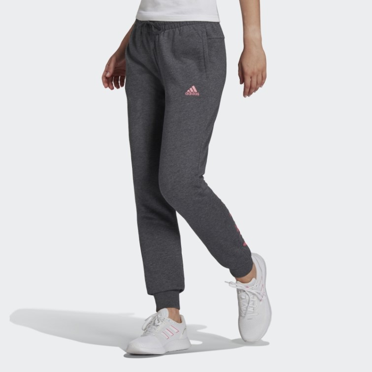 Adidas Pantalon Gris Foncé Chiné Logo Français Terry