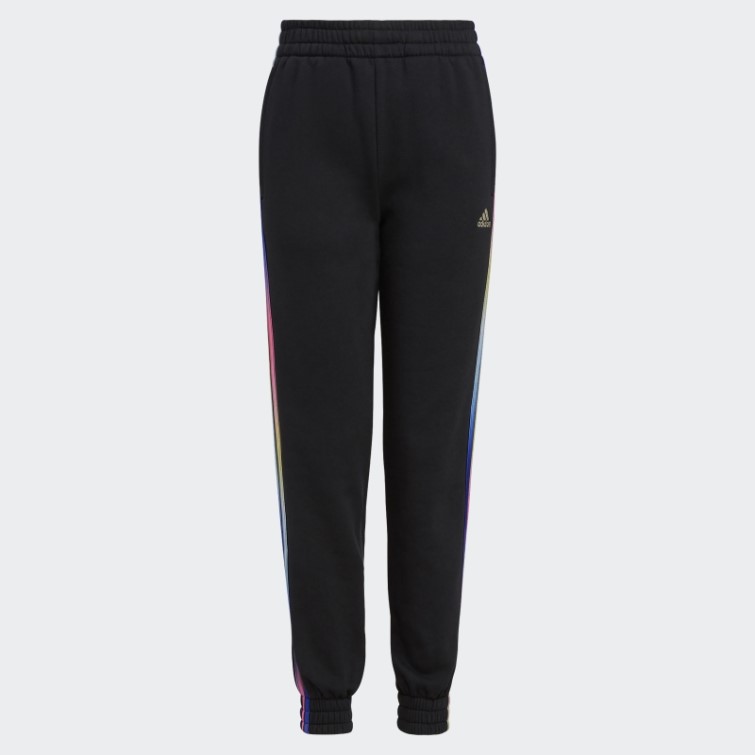Pantalon De Jogging Adidas Noir En Molleton à Rayures Et à Imprimé Allover