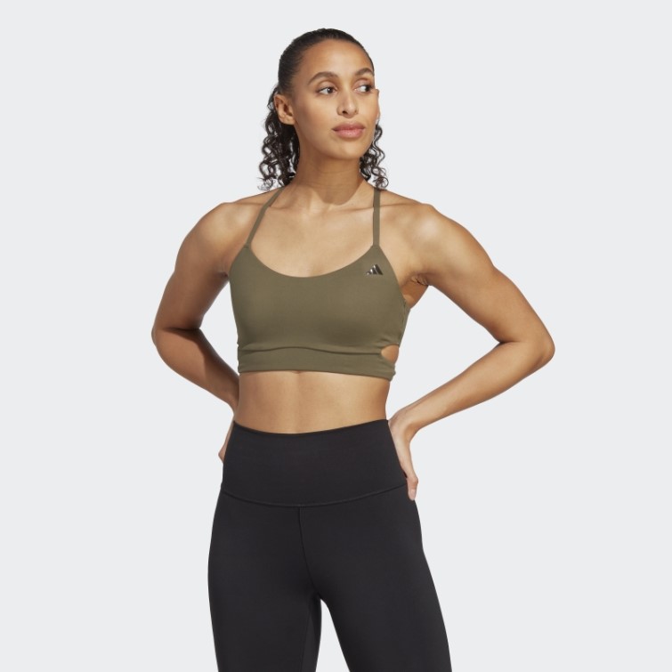 Soutien-gorge Long à Maintien Léger Adidas Yoga Studio Olive