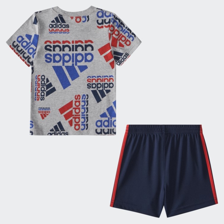 Ensemble Short Adidas Ibaop Ctn Gris Moyen
