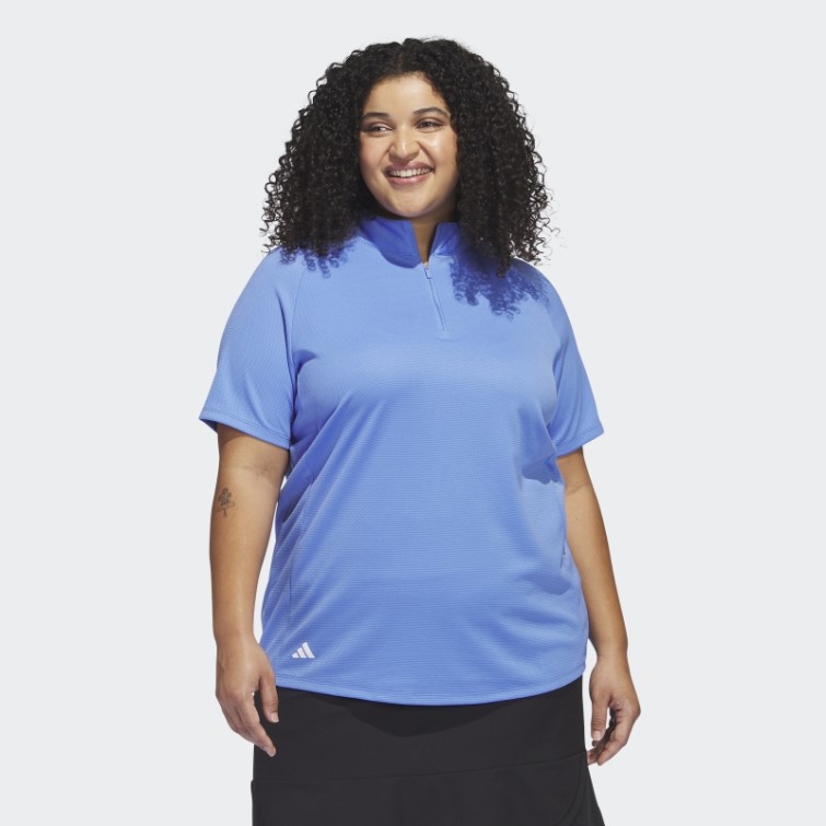 Adidas Polo De Golf Texturé Bleu (grande Taille)
