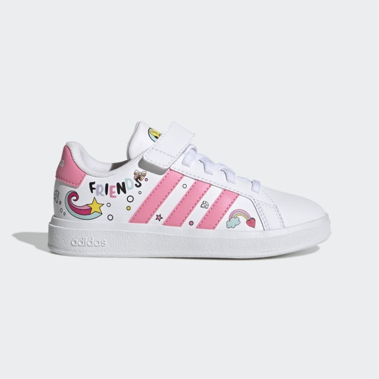 Blanc Adidas X Disney Grand Court Minnie Souris élastique Lacets Haut Sangle Chaussures Mode