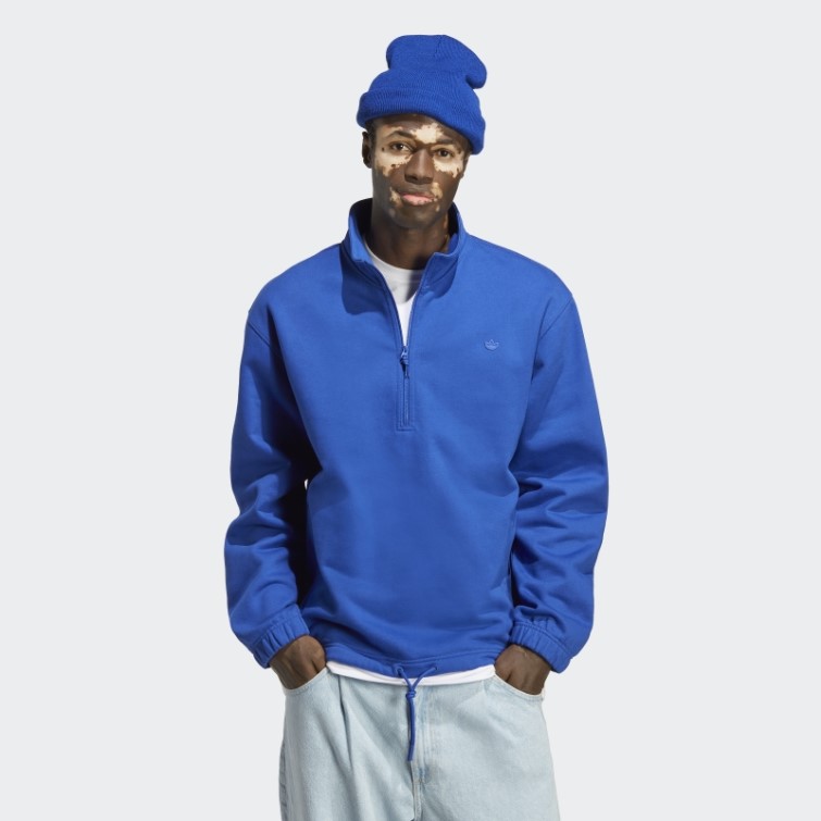Adidas Adicolor Contempo Sweat Mi-zip Crew Bleu