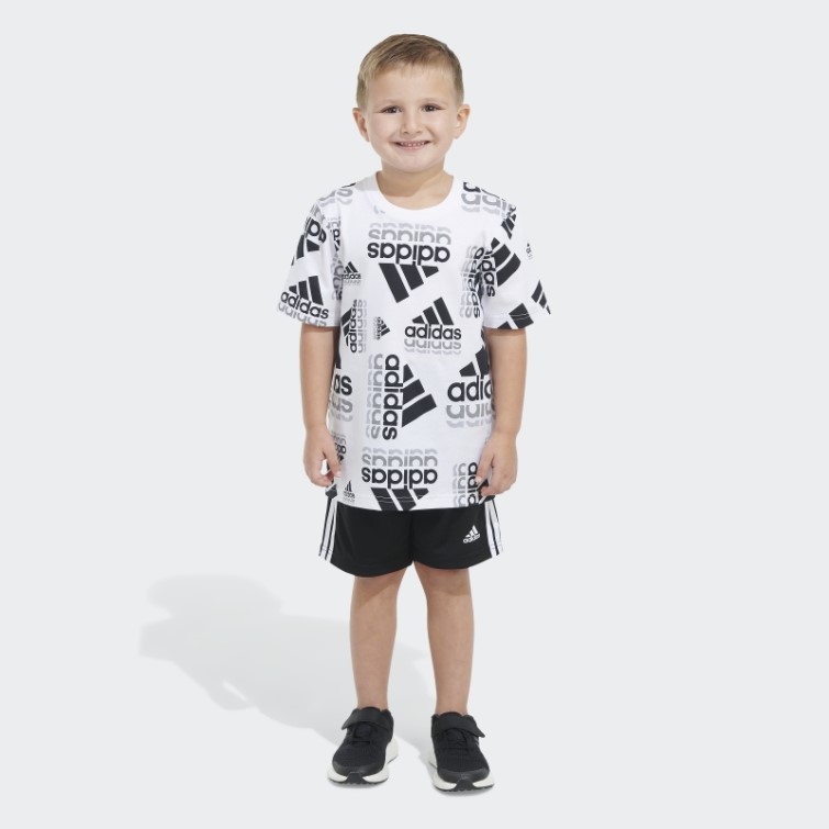 Ctn Aop Tee Short Ensemble Adidas Blanc