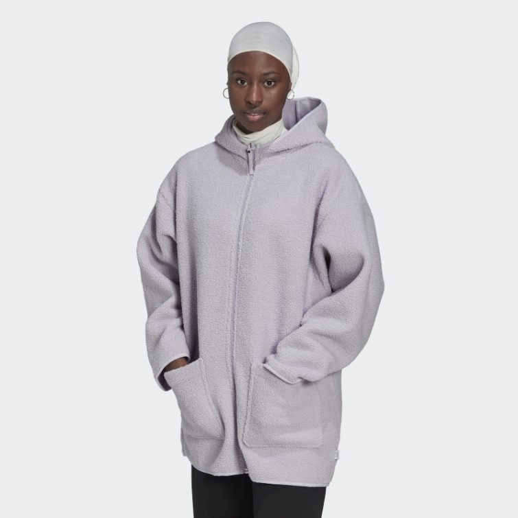 Haut De Survêtement Long à Capuche En Polaire Adidas Silver Dawn