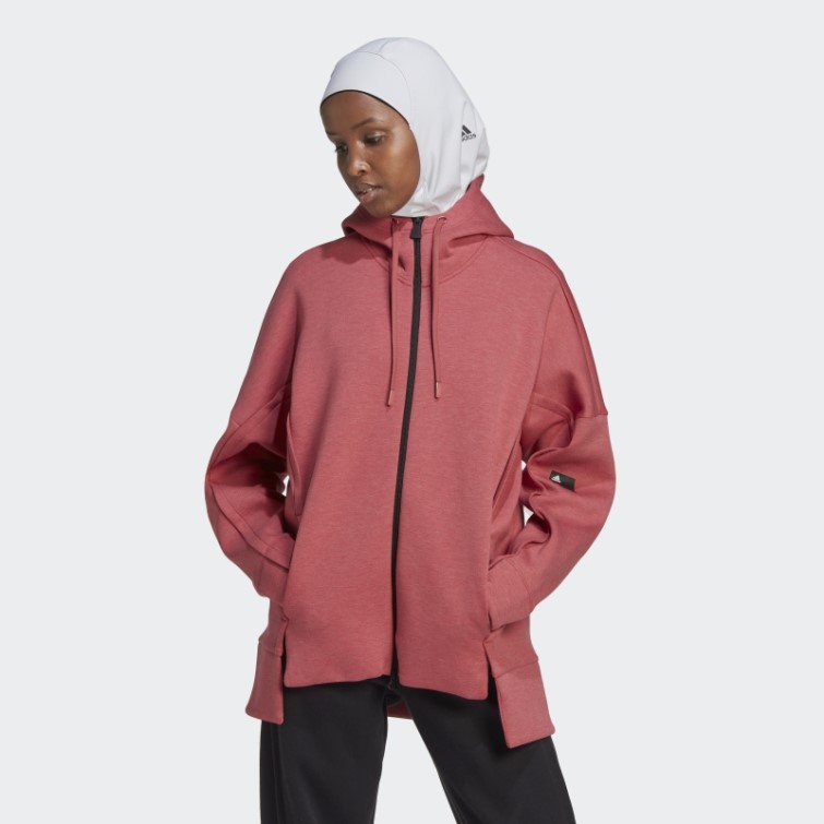 Sweat à Capuche Zippé Coupe Ample Mel Mission Victoire Rouge Adidas