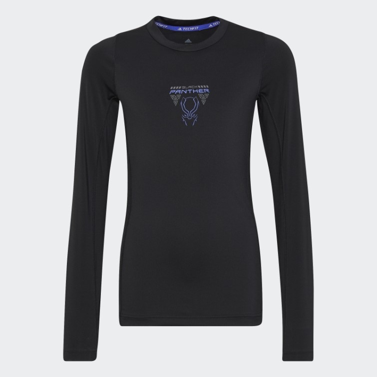 Adidas Marvel Panthère Noire Techfit T-shirt à Manches Longues Noir