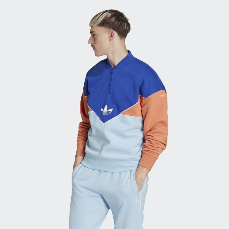 Adicolor Season Archive Sweat Mi-zip Crew Adidas Bleu
