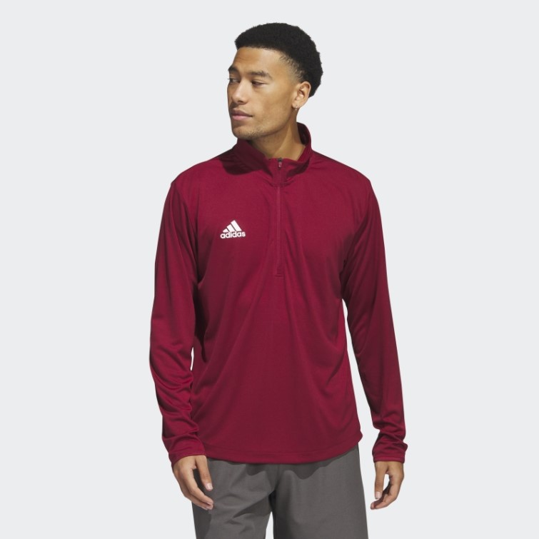 Adidas Colleg Bordeaux Sous Les Lumières Haut En Tricot à Manches Longues Et Fermeture éclair 1/4