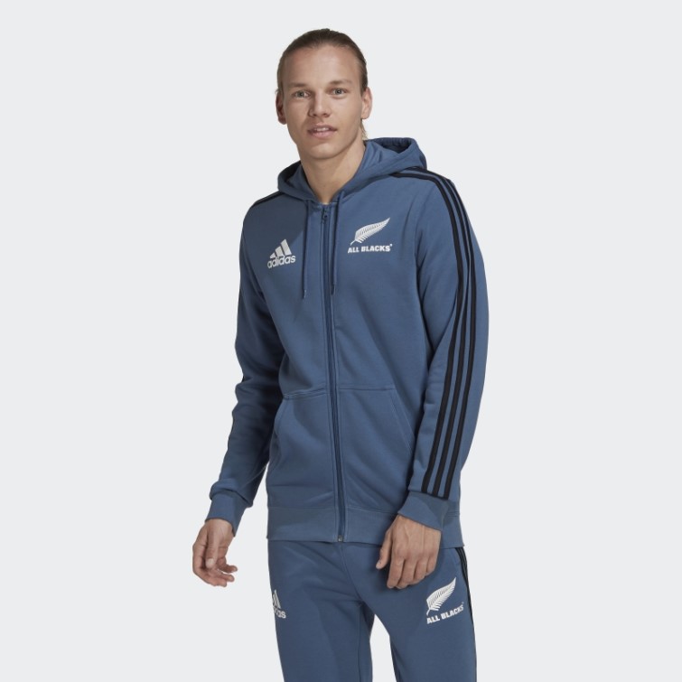 Adidas Sweat à Capuche All Blacks Rugby 3-stripes Acier