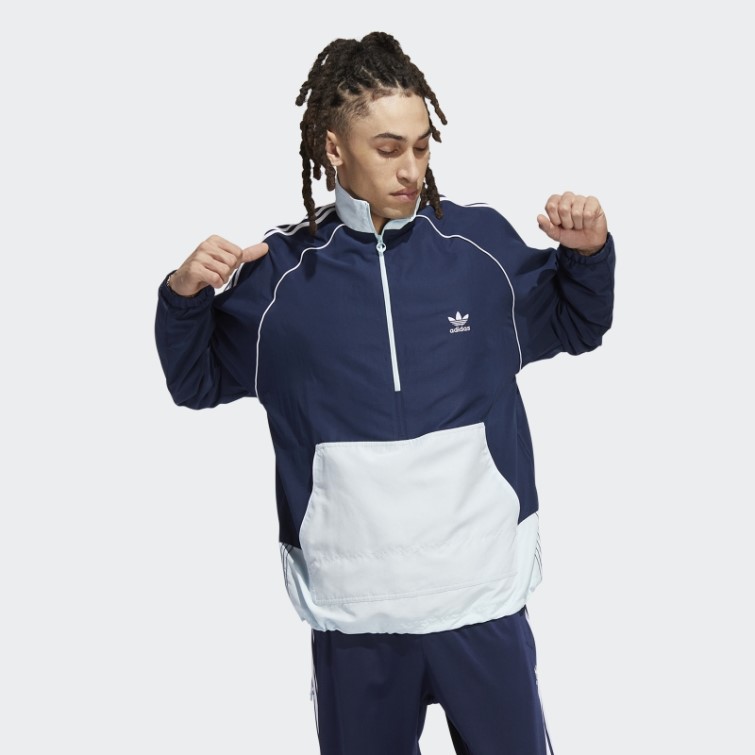 Anorak Tissé Bleu Marine Adidas