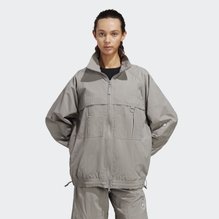 Adidas By Stella Mccartney Truecasuals Haut De Survêtement Tissé Uni Gris Colombe Fashion