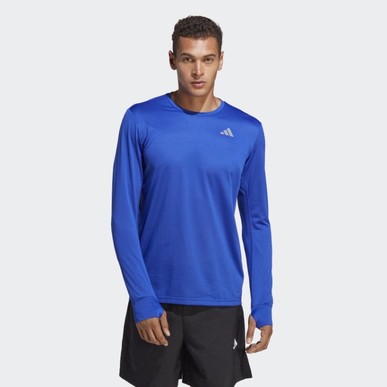 Adidas Possède Le T-shirt Manches Longues Run Bleu