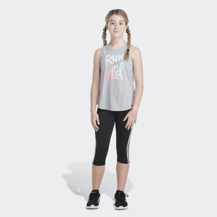 Débardeur Adidas Gris Moyen Chiné à Ourlet Incurvé