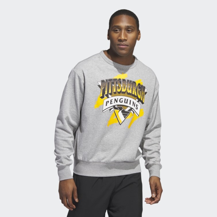 Sweat Adidas Pingouins Vintage Crew Gris Moyen