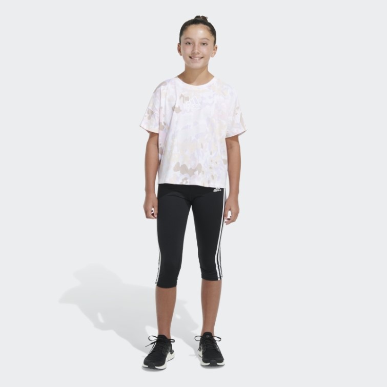 T-shirt Ample Imprimé Sur L'ensemble Blanc Adidas