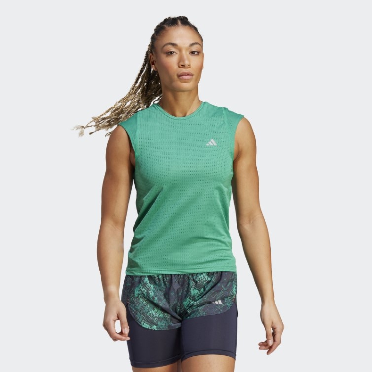 Adidas T-shirt De Course Rapide Court Vert