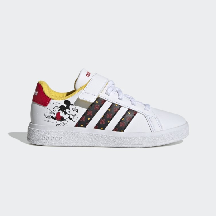 Adidas X Disney Grand Court Mickey Chaussures à Crochets Et Boucles Blanc Chaud