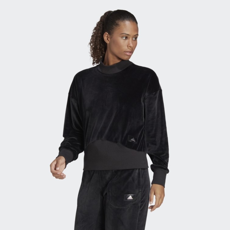 Sweat Adidas Holidayz Confortable En Velours Noir