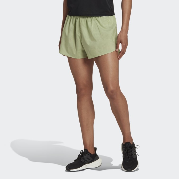 Short Fendu Adidas Adizero Running Citron Vert