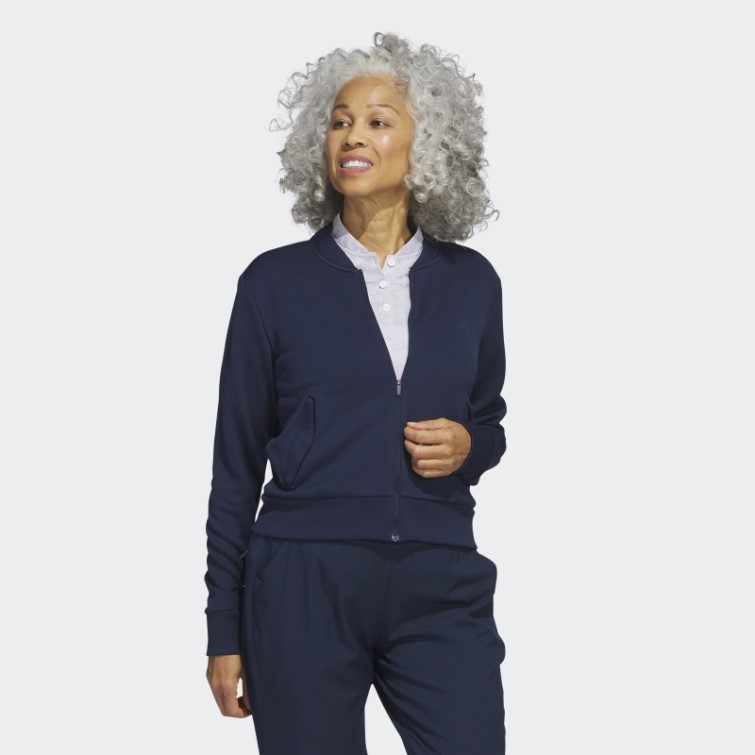 Blouson Aviateur De Golf En Maille Adidas Bleu Marine