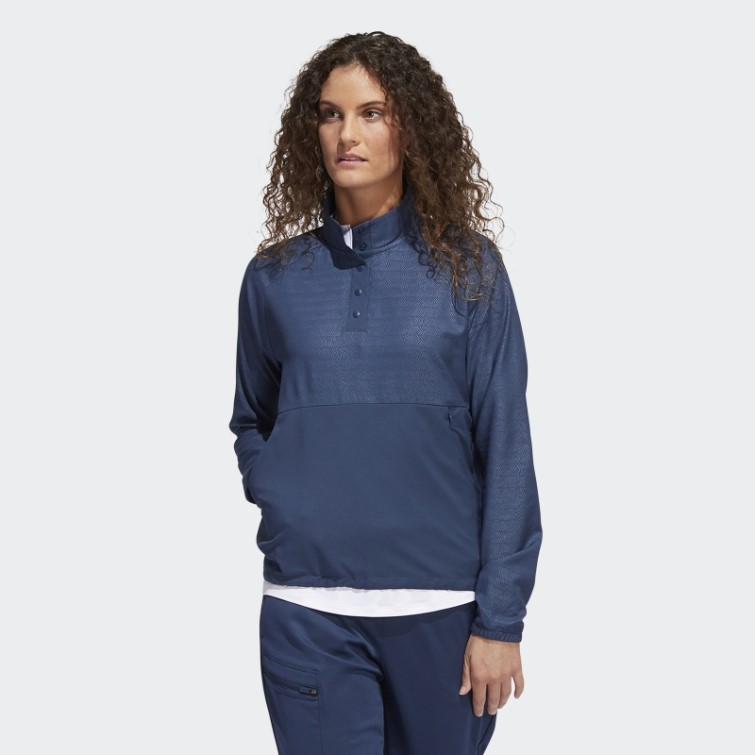 Pull 1/4 Pression Gaufré Bleu Marine Adidas