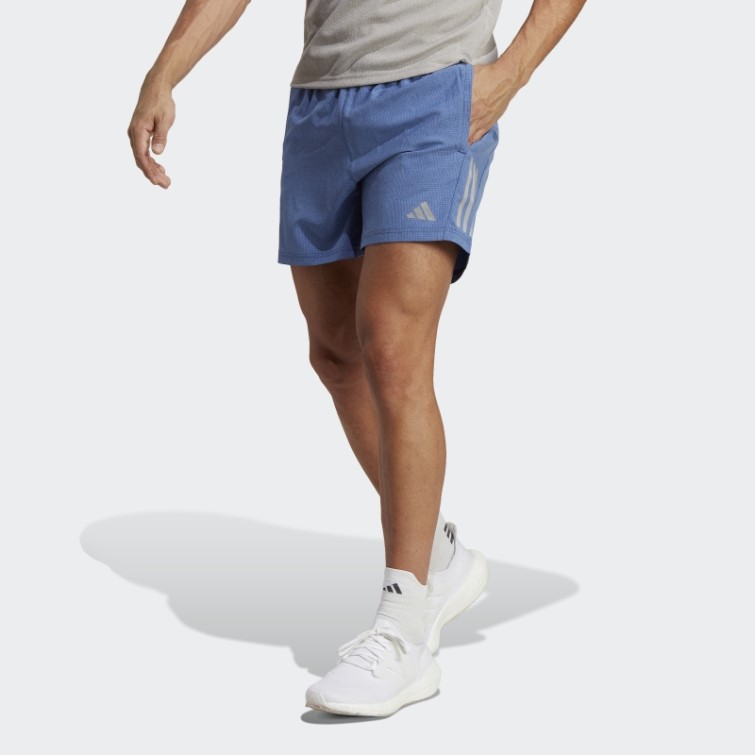 Adidas Short Chiné Own The Run Bleu Foncé Chiné